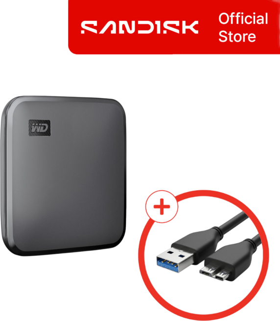 WD Elements SE 포터블 외장 SSD USB 3.2 Gen1 400MB/s, 그레이, 1TB