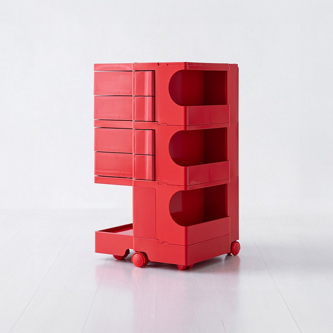 마켓비 빙그리 회전서랍 트롤리 4단 당일발송 32526, 레드