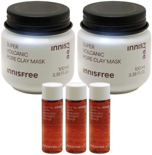 이니스프리 수퍼 화산송이 모공 마스크 2개+(블랙티 트리트먼트25mlX3 증정)