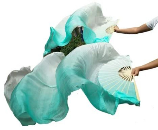 너슬부채 무용부채 댄스 팬베일 클래식 밸리 댄싱 선풍기 화이트 민트 수직 그라데이션 염색 댄서 연습 여성 및 180cm 판매, 1개, 4) as picture - 210cm82.6 Inch