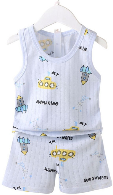 樂仔小舖 寶寶套裝 夏季純棉嬰兒透氣網眼衣服