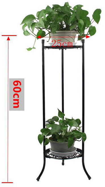 티지피 2단 철제 화분받침대 선반 화분스탠드, 1개, 블랙