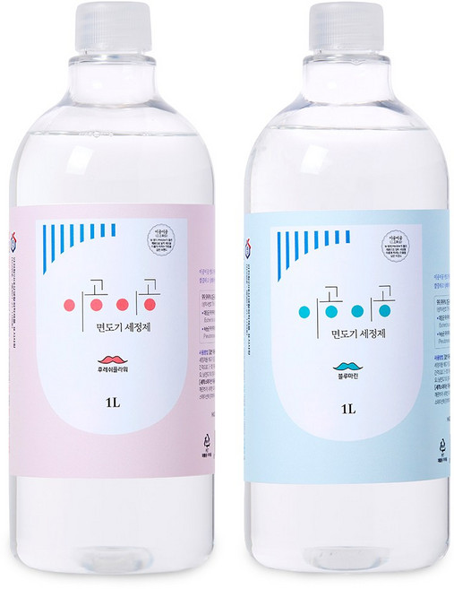 이공이공 면도기 세정액 1L + 1L 묶음 면도날 세척 관리용품, 후레쉬플라워, + 블루마린