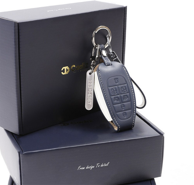 카디즈 전차종용 호환 브라이들 명품 천연가죽 스마트키케이스, H01.현대 4버튼 스마트키(1), 네이비