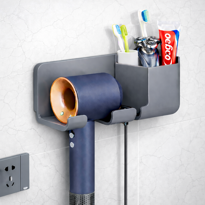 위빙픽 무타공 심플 드라이기 거치대, 그레이, 1개