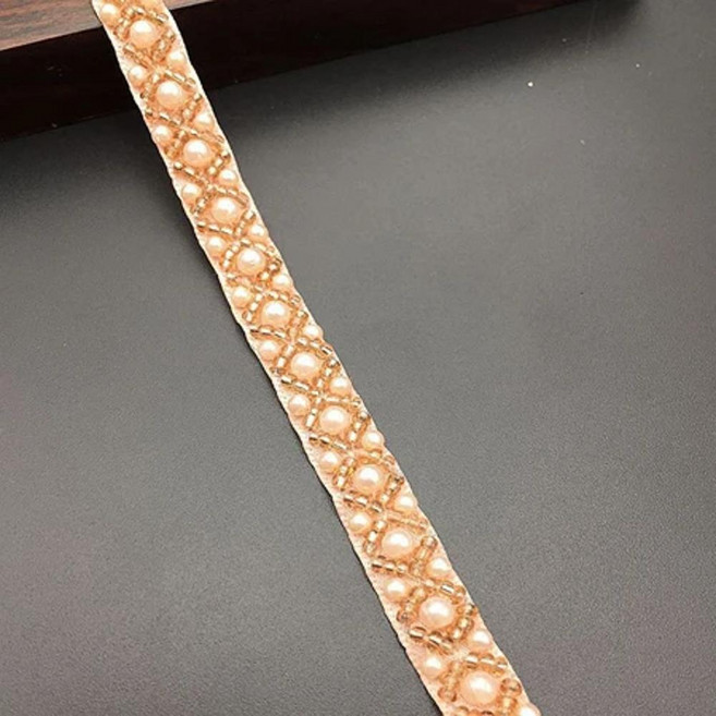 야드 폭 구슬 장식 수제 레이스 가장자리 트림 웨딩 드레스 벨트 새시 리본 신부 아플리케 패브릭 바느질 공예, 1개, 색상: 7. chamgane gold