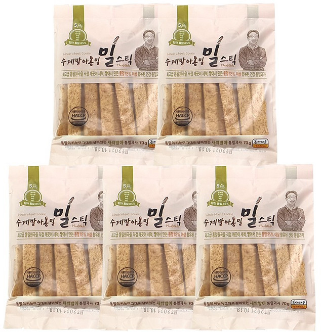 발아통밀과자 밀스틱 70g, 5개