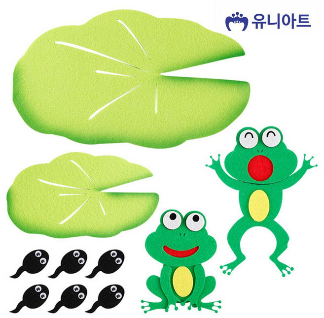 션톅유니아트 (펠트) 신형 투톤 개구리 올챙이 연잎 세트 장식 인테리어 공예재료 만들기 꾸미기 공작소품 만들기소품^^*