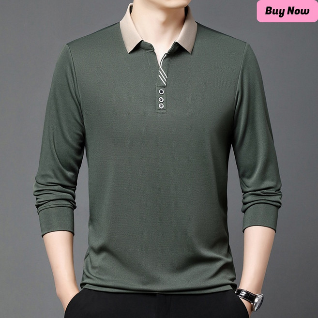 라부라카 가을 중년 남자 폴로 셔츠 긴팔 상의 패션 아빠룩 티셔츠 캐주얼 루즈핏 긴팔 이너 티셔츠 남성 골프웨어
