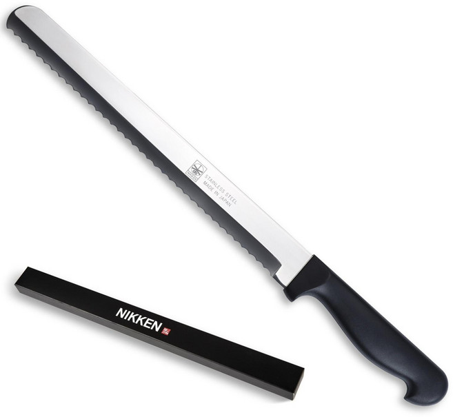 일본 니켄 NIKKEN 명월도 빵칼 브레드나이프, 블랙핸들(미러블레이드), 1개