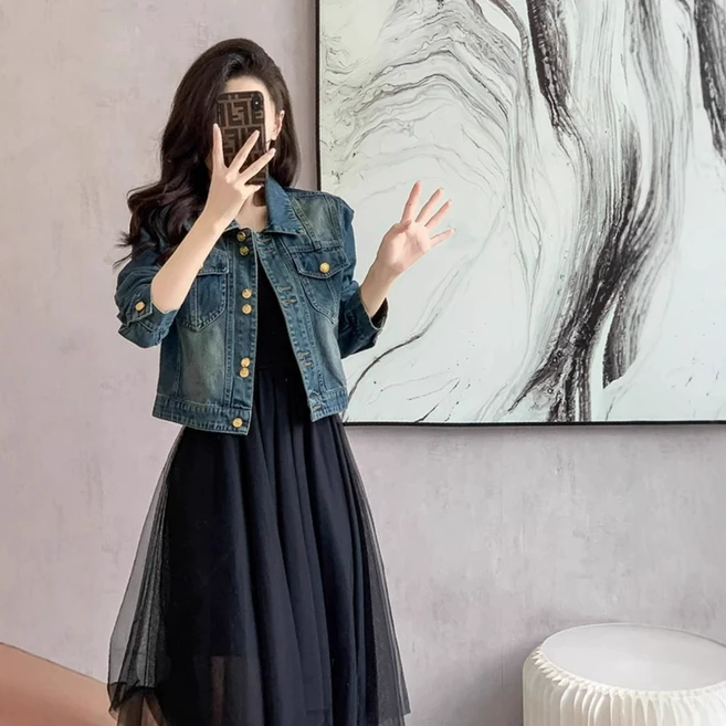 ZAJA 여성 데님 자켓 봄 청자켓 간절기 크롭 자켓 캐주얼