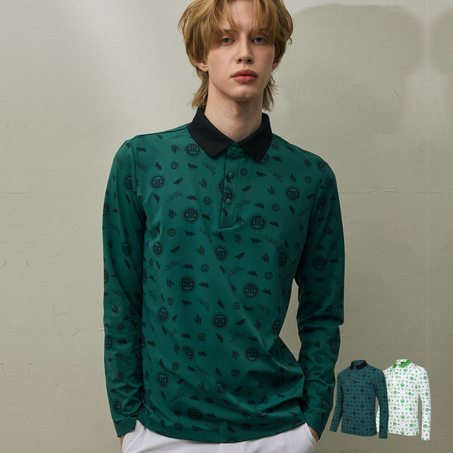 페르시안캣 아트 콜라보 패턴 카라 긴팔 티셔츠 (P53MTS01)