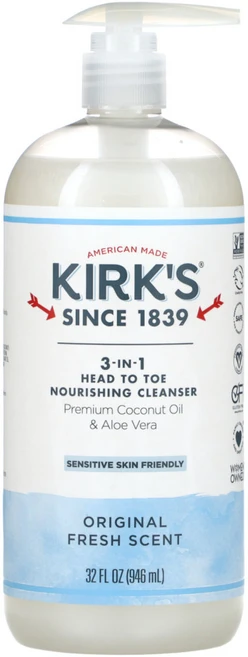 Kirks 3-in-1 헤드 투 토 너리싱 클렌저 오리지널 상쾌한 향 946ml(32fl oz) 2팩, 946ml - 쿠팡