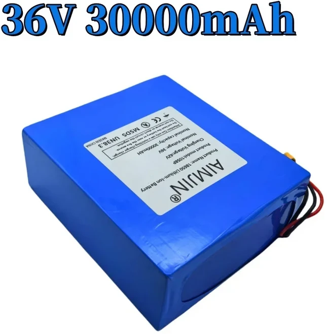 36V 30Ah 18650 10S8P A급 리튬 배터리 팩 고출력 내장 BMS 다양한 에너지 저장 b, 08 XT30-JST plug, 01 CHINA