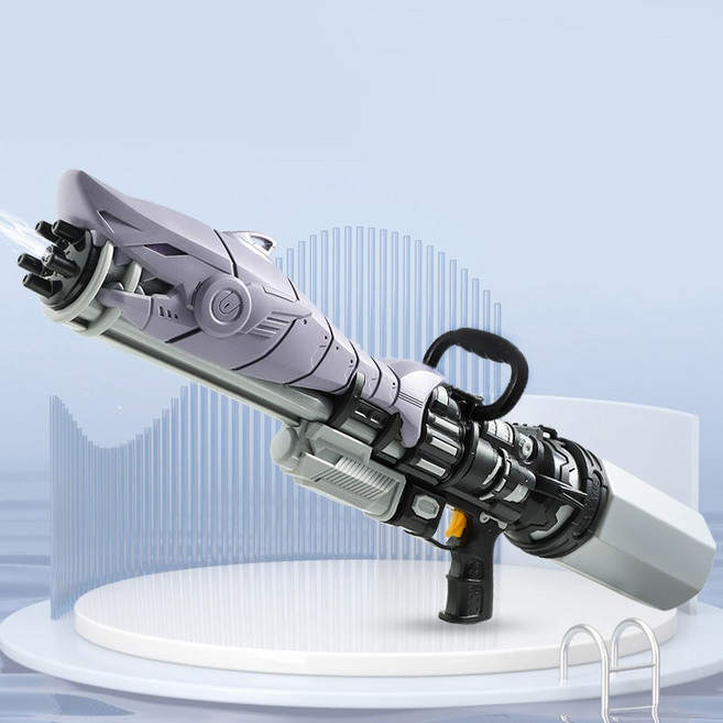 룰루마켓 특대형 대용량 개틀링 샤크 드래곤 물총+스트랩증정, 샤크 그레이, 1개