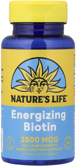 새해 첫좋은선물 Nature's Life 에너자이징 비오틴 2500mcg 베지 캡슐 100정 제대로 할인합니다, NaturesLife에너자이징비오틴2500mcg베지캡슐, 1개 - 쿠팡