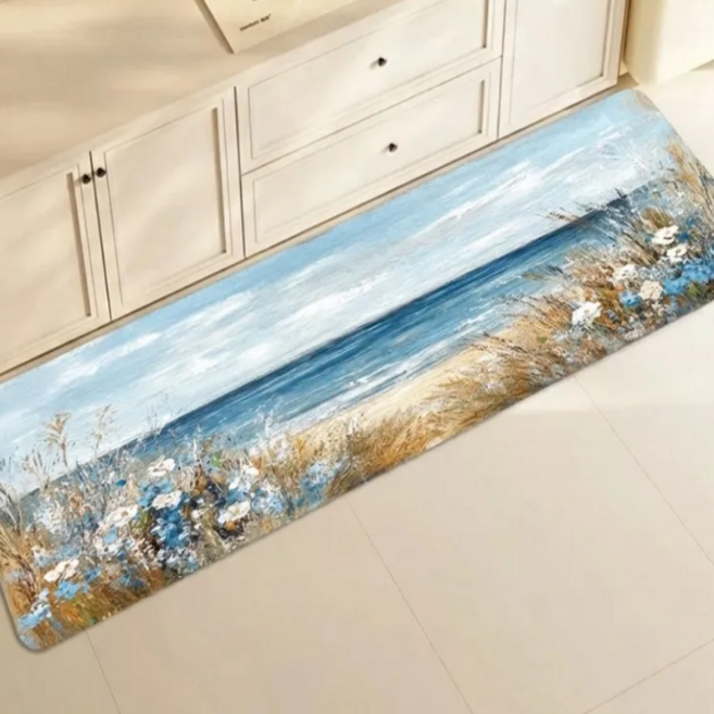 조이플 바다풍경 블루데이지 빨아쓰는 규조토 발매트, 120x40cm