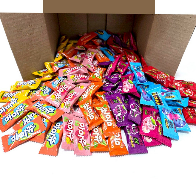 크라운 마이쮸 4종 100개+새콤달콤 4종 100개 (총 200개) 대용량 학교간식