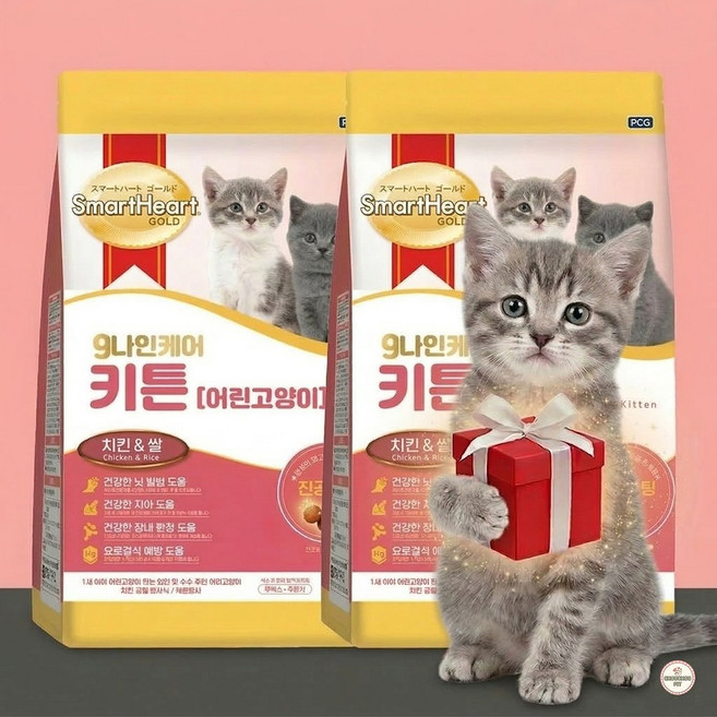 [묘한츄 랜덤 증정!] 나인케어 고양이 기능성 사료, 1kg, 2개, 키튼