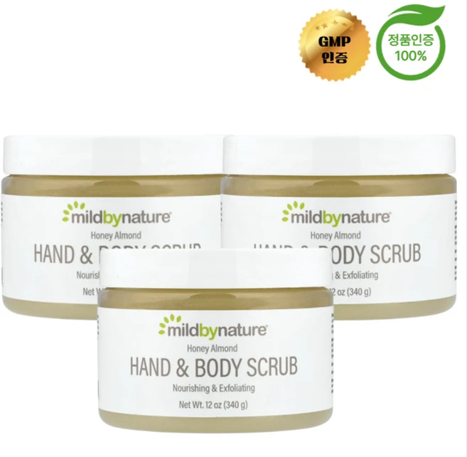 2+1 마일드 바이 네이처 핸드 앤 바디 스크럽 허니 아몬드 340g, 3개 - 쿠팡