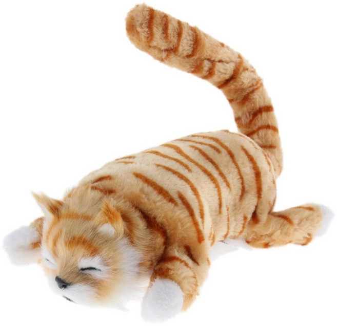 전기 롤링 및 웃고 흔드는 꼬리 고양이 동물 장난감 피규어 장식, Yellow