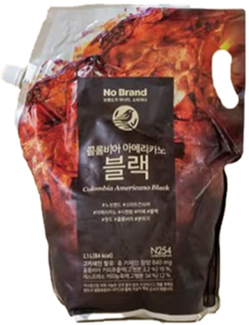 [퀴클리몰] 노브랜드 콜롬비아 아메리카노 블랙 2100ml x 6개/1box 대용량 파우치 커피, 2.1L, 6개