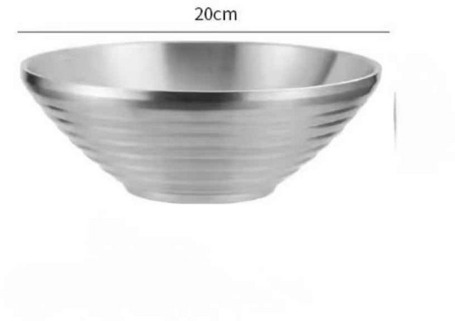 Gelo 304不鏽鋼大容量湯麵碗 雙層隔熱防燙 霧面質感, 20公分銀色, 1個