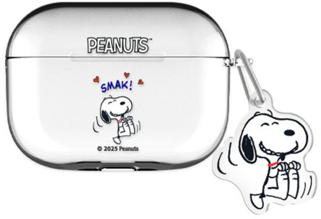 스누피 에어팟프로2/에어팟3/에어팟4 클리어 케이스 +아크릴키링 세트, 빈티지 스누피 하루_행복, AirPods Pro(2세대), 1개