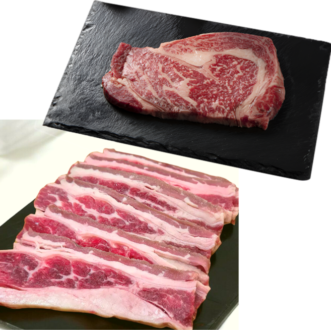 [빌리푸드] 청정 수입 소고기 척아이롤200g+우삼겹200g 구이용, 1세트, 400g