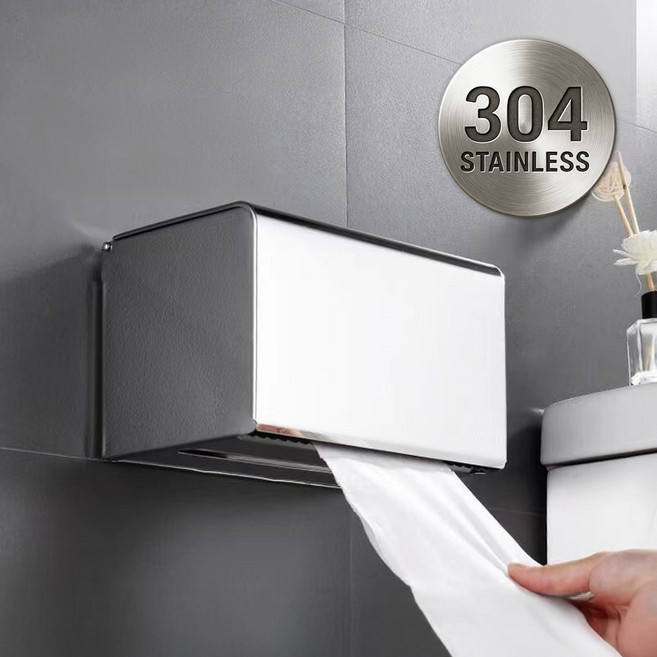 [304 스텐] 블레오 화장실 무타공 360도 방수 휴지걸이 무광, 1개, 실버