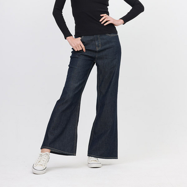 [잠뱅이] 여성 워싱 부츠컷 와이드핏 데님 팬츠 빈티지