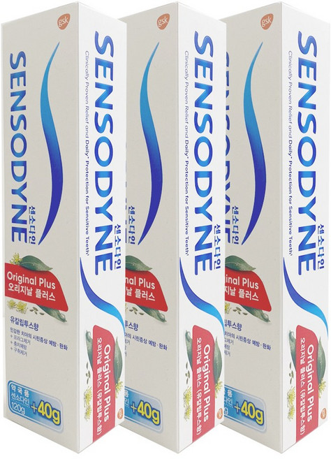 GSK 센소다인 오리지날 플러스 유칼립투스향 160g X 3개 시린이치약