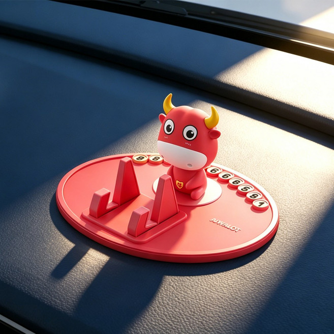 AIWALOT 차량용 폰 거치대 | 대시보드 폰 거치대 | 주차번호판 | 귀여운 캐릭터 디자인 | 방수 미끄럼방지 | 고온내열 | 안정성 우수, 레드 소, 1개