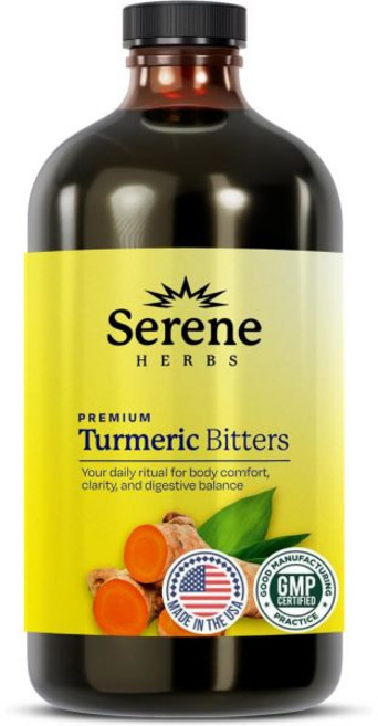 Serene Herbs Liquid Turmeric with Black Pepper - Turmeric Shots Curcumin Supplement 1000mg Extra S, Serene Herbs Liquid Turmeric w, 1