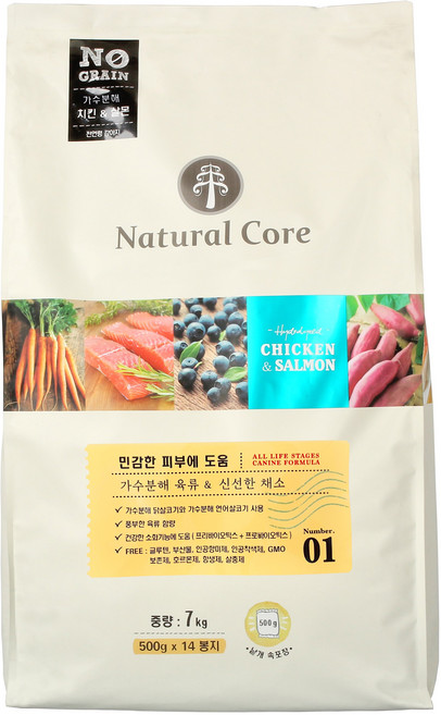 네츄럴코어 강아지사료 치킨&연어 7kg 개별포장, 닭+연어, 없음, 1개