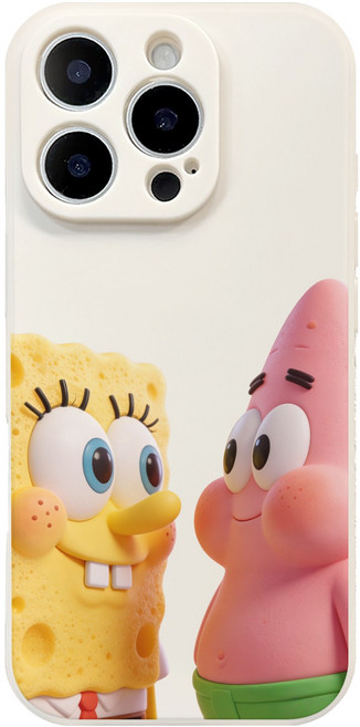 서로 마주 보는 스폰지밥과 뚱이 갤럭시 S24FE 아이폰 17PROMAX 케이스