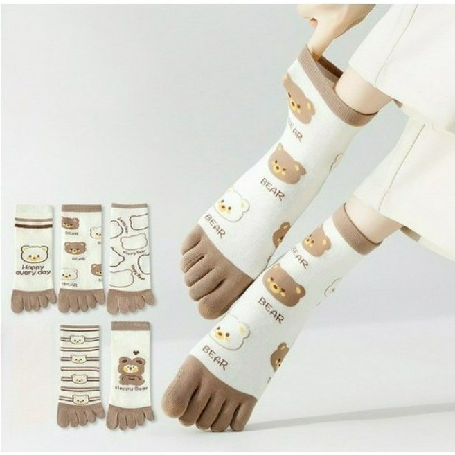 여성 발가락양말 쫀쫀한 면 혼방 발가락양말 5종세트