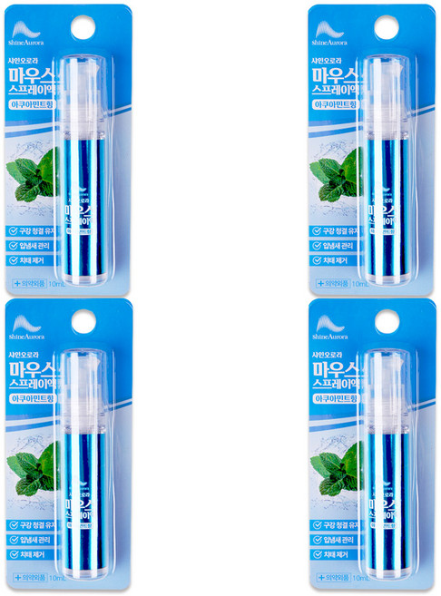 샤인오로라 마우스 스프레이액 아쿠아민트향, 4개, 10ml