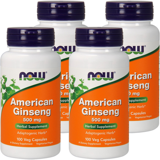 NOW Foods 花旗蔘素食膠囊 500mg, 100顆, 4罐