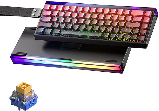 AULA HERO 68 HE 마그네틱 자석축 기계식 키보드 유선 8K 게이밍 키보드, RGB lighting box wired, red black side engraving