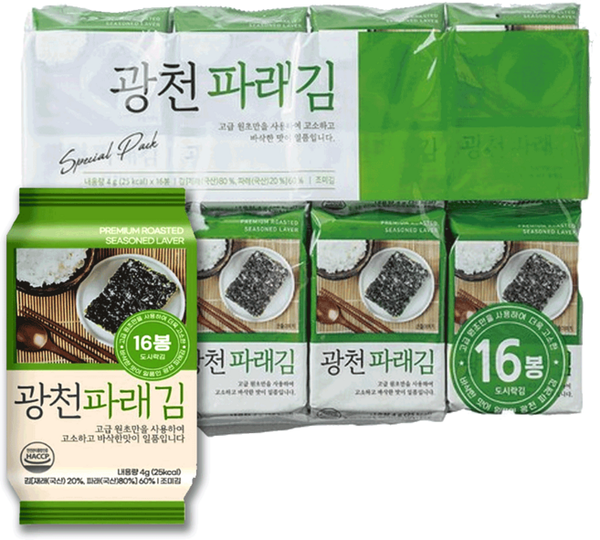 광천 파래김 16p, 64g, 2개