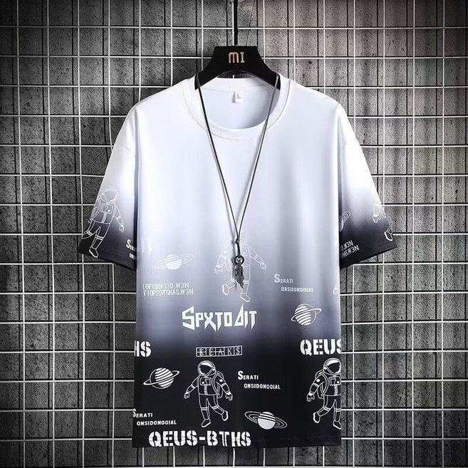 短袖T恤男【M-8XL】漸變色設計感冰絲 夏季薄款 大尺碼300斤可穿 男女 透氣速乾 休閒