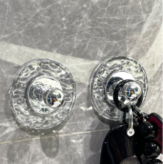 본잇 이쁜 부착식 후크걸이, 원형투명4개, 1세트