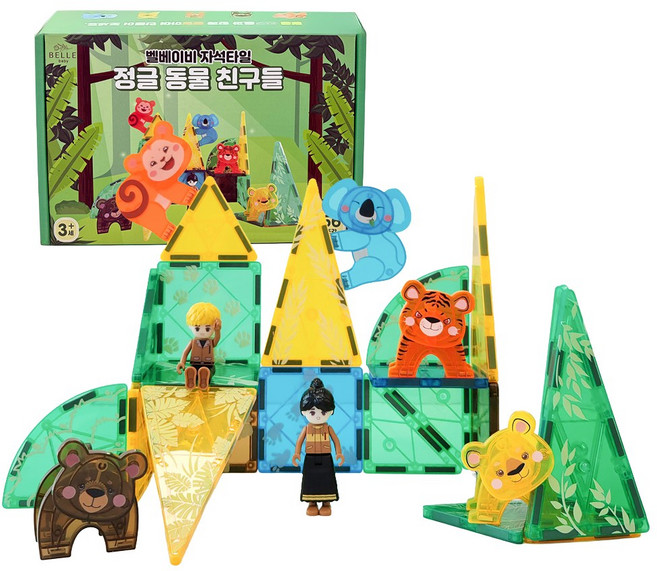 벨베이비 공룡 동물 자석 블럭 타일 56p, 정글 동물, 1개