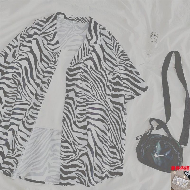 復古襯衫 短袖襯衫女新款夏裝韓版大碼寬鬆港風黑白襯衣花襯衫