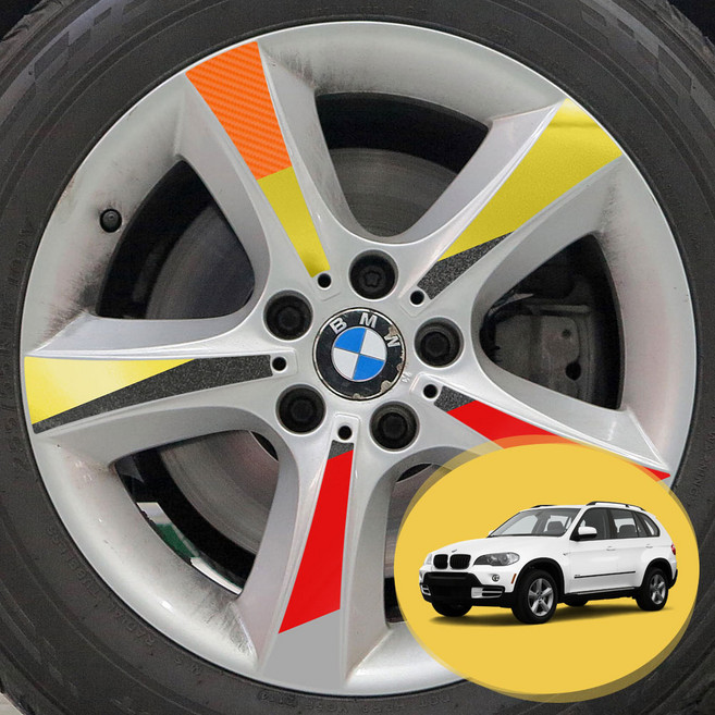 ERK BMW X5시리즈 E70 18인치 휠 스포크 포인트 컬러 데칼 스티커 자동차 몰딩 튜닝 필름, 1개, BMW X5시리즈 E70 18인치/기타 색상