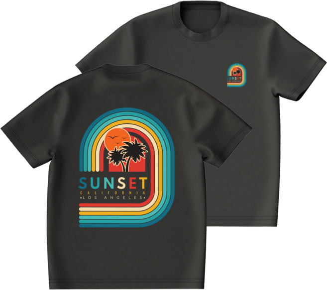 오버핏 반팔 래쉬가드 썬셋캘리포니아