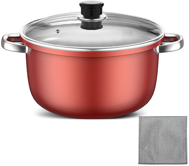 Siemzon 냄비 논스틱 가정용 양수냄비 찌개 인덕션 전용+은사 수세미, 버건디, 1개, 30cm