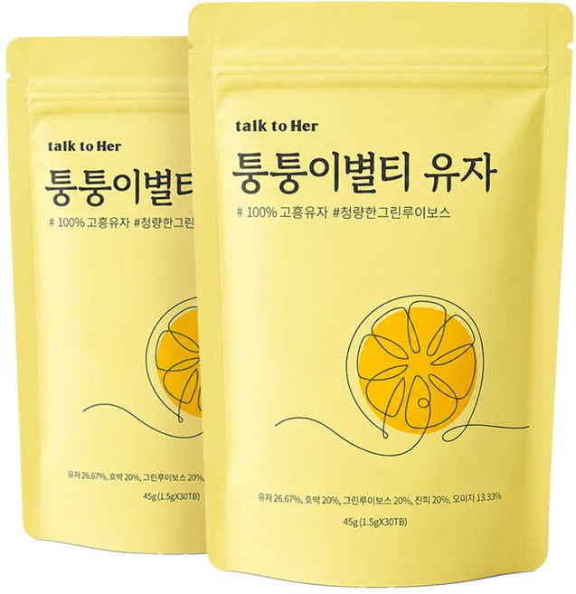 톡투허 퉁퉁이별 유자티, 1.5g, 30개입, 2개