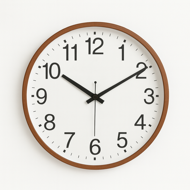 리갈 305 심플 무소음 벽시계, 우드